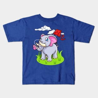 Cute Elephant Flying Kite Kids T-Shirt